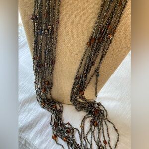 Bohemian Earth Tone Multi Strands Glass‎ Seed Beads Necklace